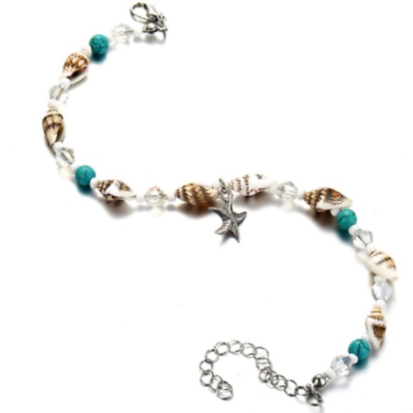 1 LEFT! 🐚 STARFISH & SHELL BEADED ANKLET BRACELET - Picture 5 of 6